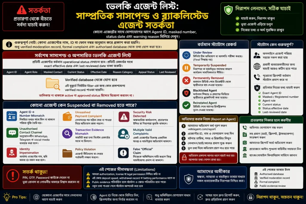 ভেলকি এজেন্ট লিস্ট